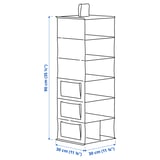 BLÄDDRARE Hanging storage with 7 compartments, grey/patterned, 30x30x90 cm