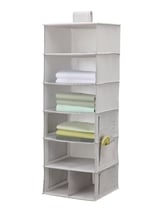 BLÄDDRARE Hanging storage with 7 compartments, grey/patterned, 30x30x90 cm