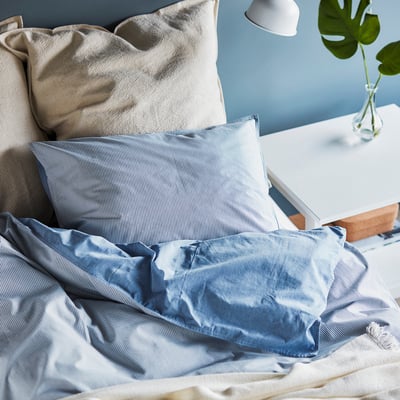 BLÅVINDA Duvet cover and 2 pillowcases, light blue, 240x220/50x80 cm
