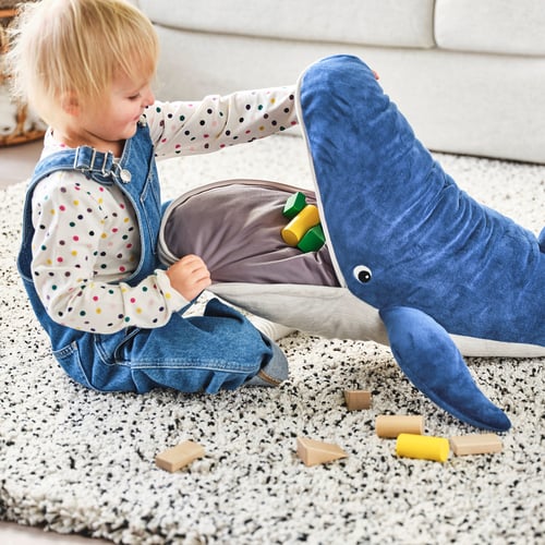 BLÅVINGAD soft toy, blue whale, 100 cm IKEA