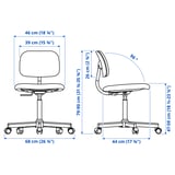 BLECKBERGET Swivel chair, Klovsta white/grey