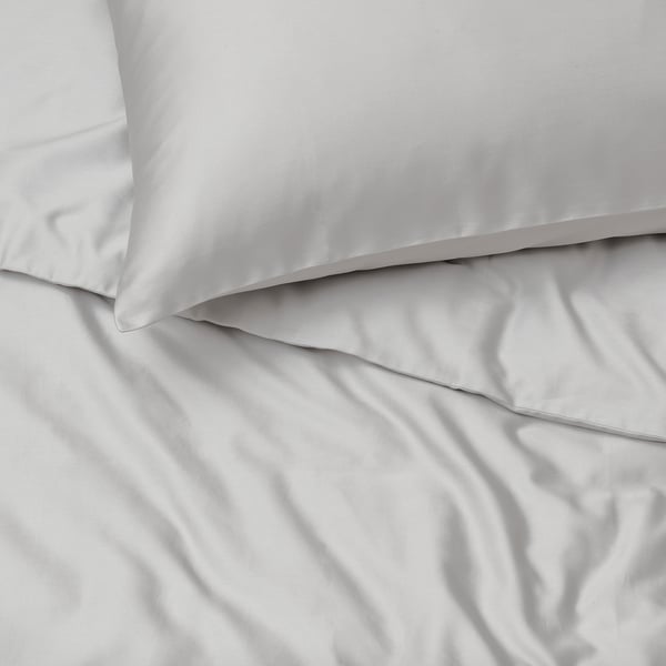 BLODNÄVA Duvet cover and 2 pillowcases, grey, 240x220/50x80 cm