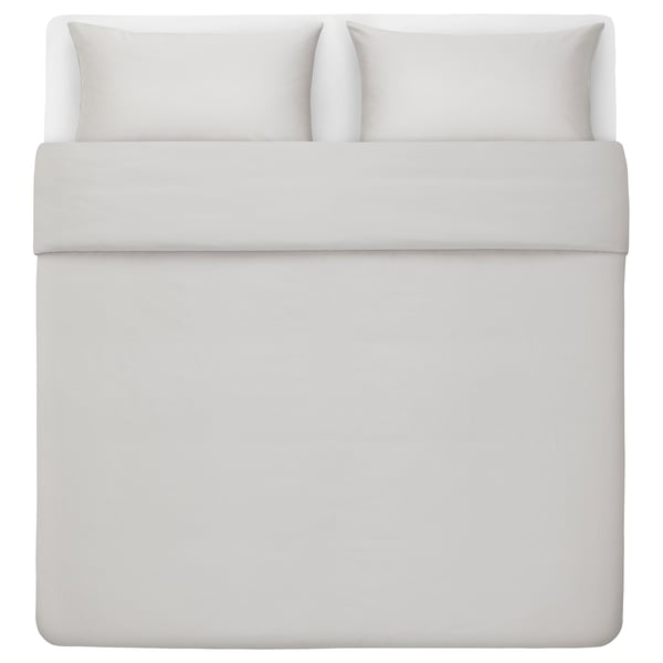 BLODNÄVA Duvet cover and 2 pillowcases, grey, 240x220/50x80 cm