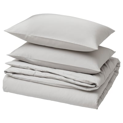 BLODNÄVA Duvet cover and 2 pillowcases, grey, 240x220/50x80 cm
