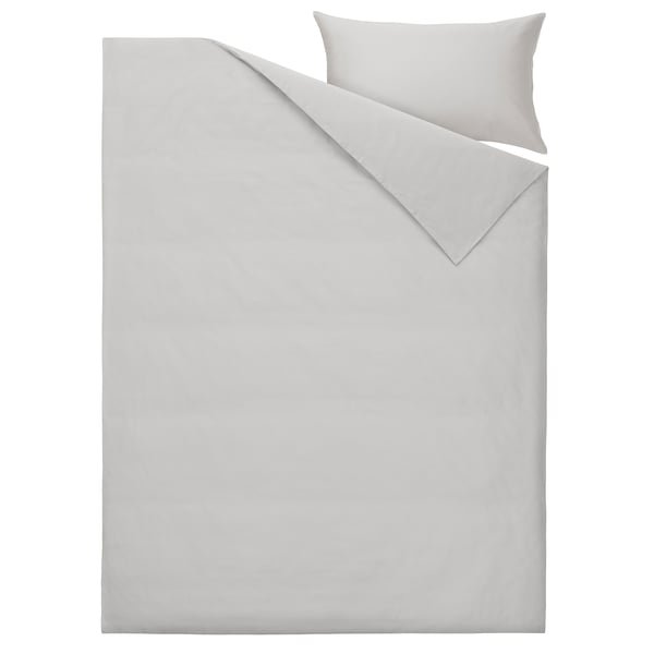 BLODNÄVA Duvet cover and pillowcase, grey, 150x200/50x80 cm