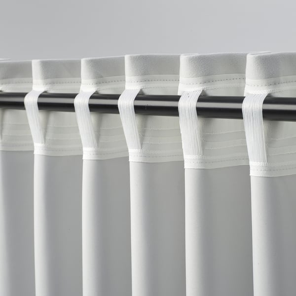 BLYSPINNMAL Block-out curtains, 1 pair, off-white, 145x300 cm