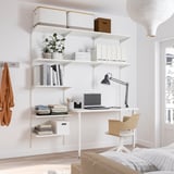 BOAXEL / LAGKAPTEN Shelving unit with table top, white, 187x62x201 cm