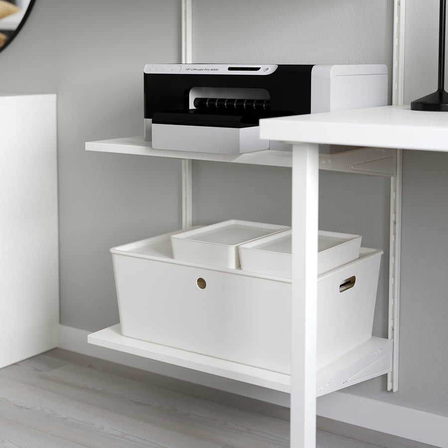 BOAXEL / LAGKAPTEN shelving unit with table top, white, 187x62x201 cm