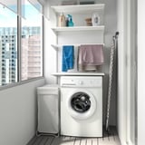 BOAXEL Laundry combination, white/metal, 82x40x201 cm