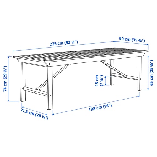 Illustration with measurements for the product: BONDHOLMEN.