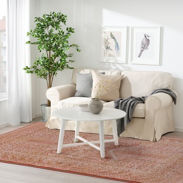 BORRIDSÖ Rug, low pile, red/white, 200x300 cm