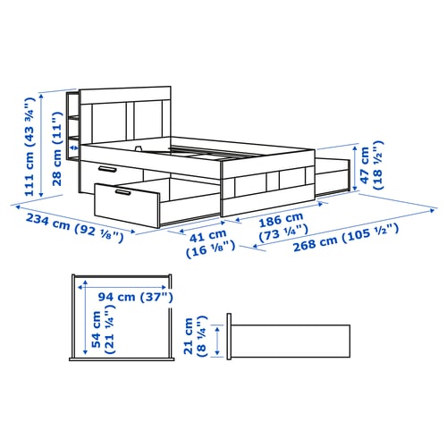 Illustration with measurements for the product: BRIMNES.