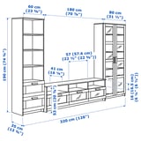 BRIMNES TV storage combination/glass doors, white, 320x41x190 cm