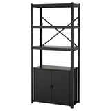 BROR Shelving unit with cabinet, black, 85x40x190 cm