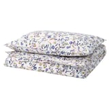 BRUDKRUSBÄR Duvet cover and pillowcase, white multicolour/floral pattern, 150x200/50x80 cm