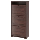 BRUSALI Shoe cabinet with 3 compartments, brown, 61x30x130 cm