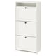 BRUSALI Shoe cabinet with 3 compartments, white, 61x30x130 cm