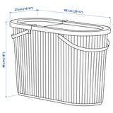 DAMMÄNG Bin with lid, grey-green, 48 l