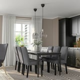DANDERYD / BERGMUND Table and 6 chairs, black/Gunnared medium grey, 180 cm