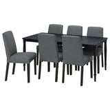 DANDERYD / BERGMUND Table and 6 chairs, black/Gunnared medium grey, 180 cm