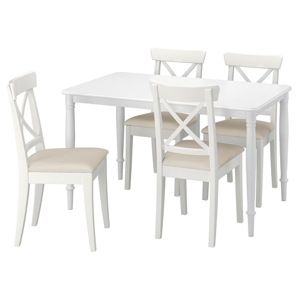 DANDERYD / INGOLF Table and 4 chairs, white/Hallarp beige, 130 cm