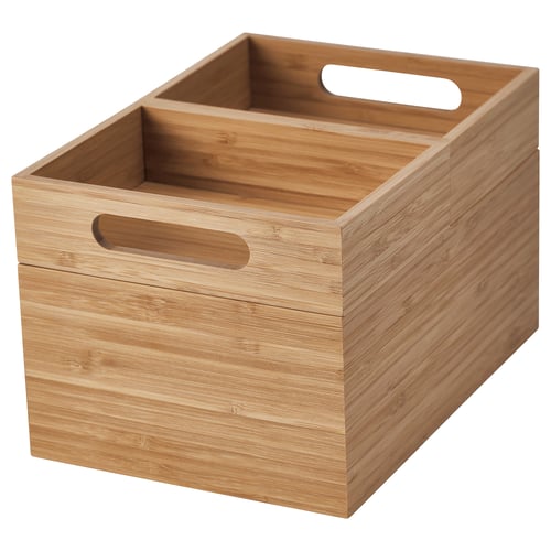 Brown bamboo storage box with handles