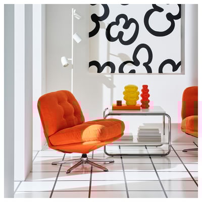 DYVLINGE Swivel easy chair, Kelinge orange