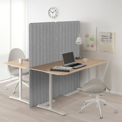 EILIF Screen, freestanding, grey/white, 80x150 cm