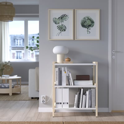 EKENABBEN Open shelving unit, aspen/white, 70x34x86 cm