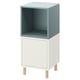 EKET storage cube, light blue & white, open square shape, four wooden legs.