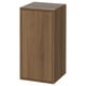 An EKET storage cabinet in brown wood. It is rectangular, with a simple, modern design, featuring a single door with a push-opener.