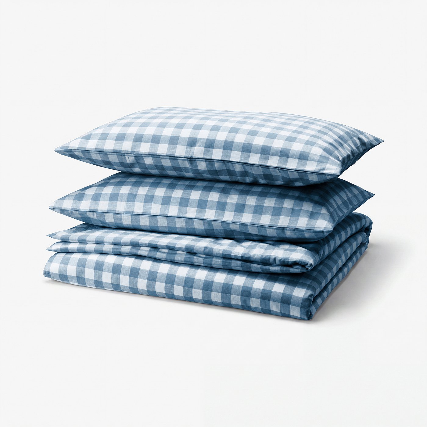 EKTANDVINGE Duvet cover and 2 pillowcases, dark blue white/check, 240x220/50x80 cm