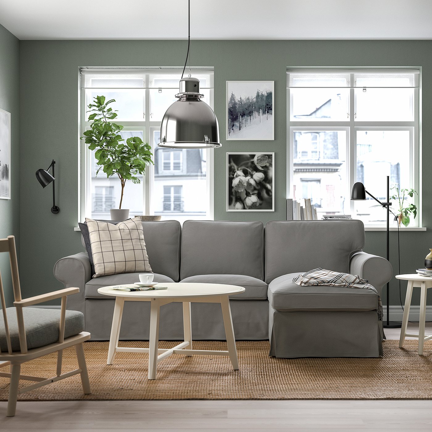 EKTORP 3-seat sofa with chaise longue, Hakebo dark grey - IKEA