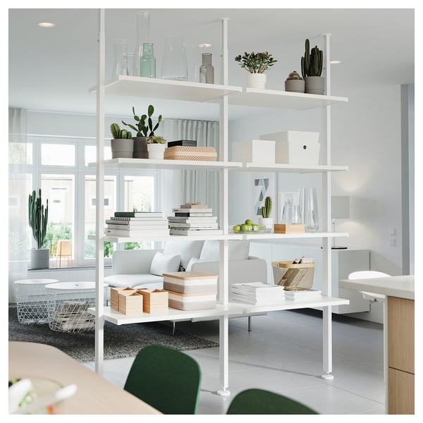 ELVARLI Open storage combination, white, 175x51x222-350 cm