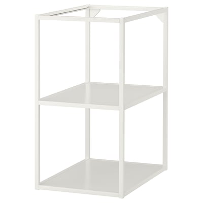 White ENHET storage frame with 2 shelves, modern design, durable powder-coated steel.