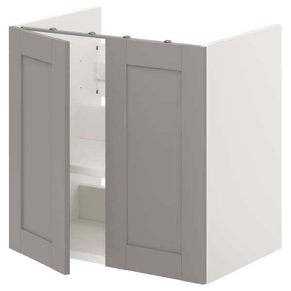 Grey ENHET washbasin base cabinet, 2 doors, particleboard.