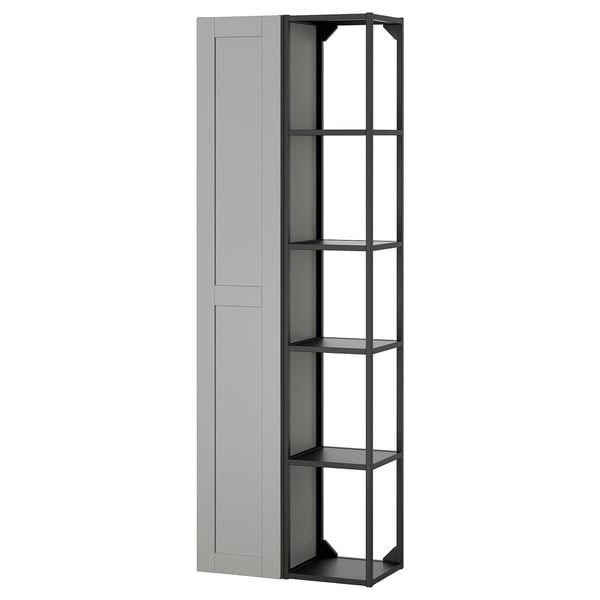 Grey ENHET cabinet, partially open, steel frame.