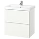 White ENHET bathroom vanity, wall-mounted with two drawers and a rectangular sink.