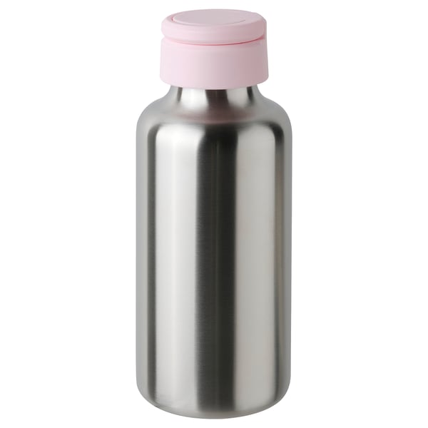 ENKELSPÅRIG Water bottle, stainless steel/light pink, 0.5 l
