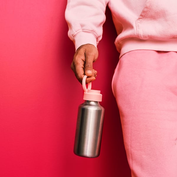ENKELSPÅRIG Water bottle, stainless steel/light pink, 0.5 l