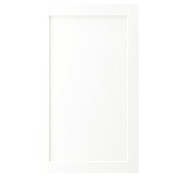 White ENKÖPING cabinet door with subtly grained, wood-like foil.