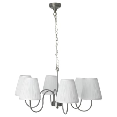 ESARP Chandelier, 6-armed, nickel-plated/fabric, 18 cm
