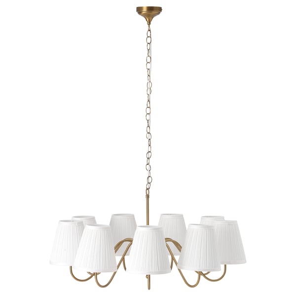 ESARP Chandelier, 9-armed, brass/fabric, 84 cm