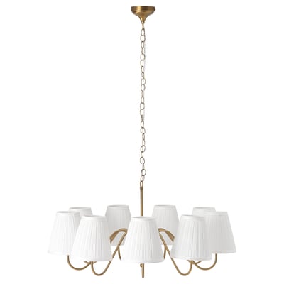 ESARP Chandelier, 9-armed, brass/fabric, 84 cm