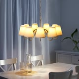 ESARP Chandelier, 9-armed, brass/fabric, 84 cm