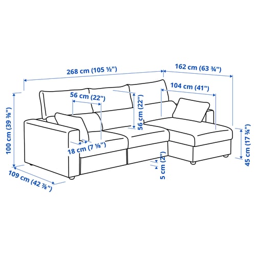 Illustration with measurements for the product: ESKILSTUNA.