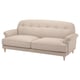 A beige ESSEBODA sofa with rolled arms, tufted back, and wooden legs. Its soft, elegant, and deeply cushioned for comfort.