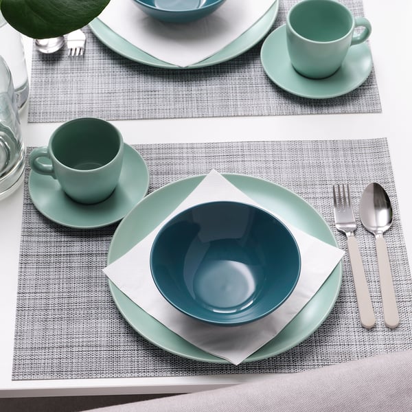 FÄRGKLAR Bowl, glossy dark turquoise, 16 cm