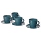 FÄRGKLAR Cup with saucer, glossy dark turquoise, 25 cl
