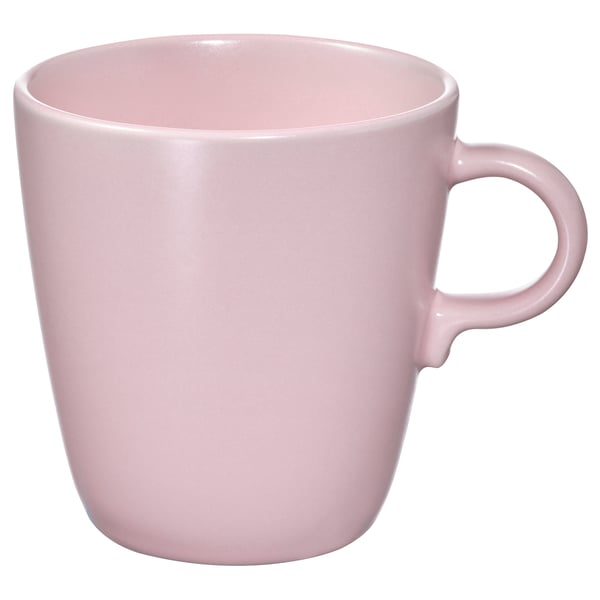 A single, light pink, round FÄRGKLAR mug with a simple handle.